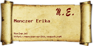 Menczer Erika névjegykártya